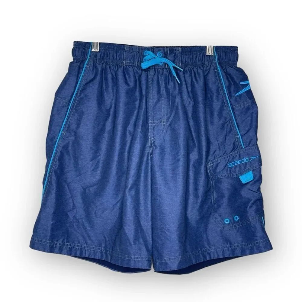 Speedo Marina Cargo Swim Shorts Trunks Blue Swimsuit Men’s Size Medium